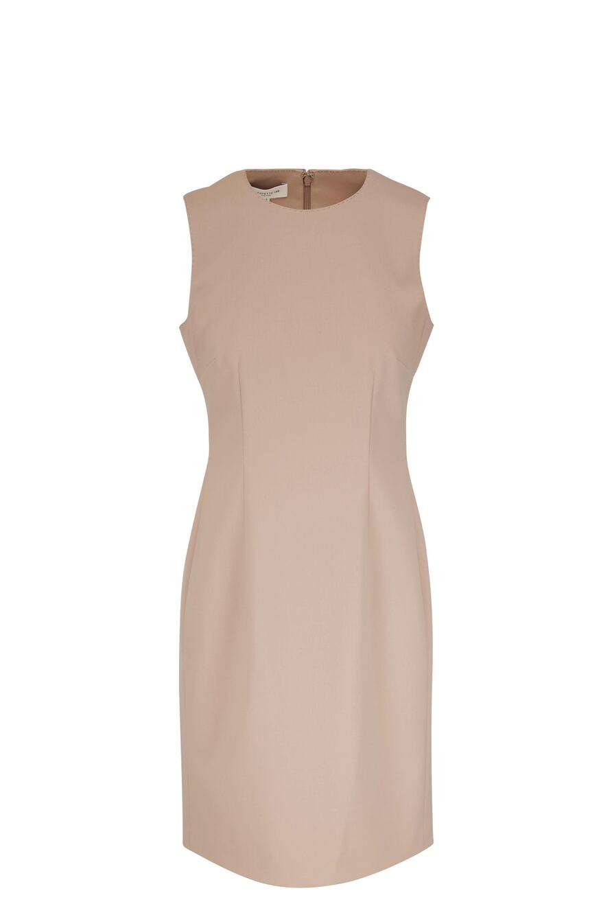 NWT Lafayette 148 New York Harpson Taupe Stretch Wool Twill Dress, 18